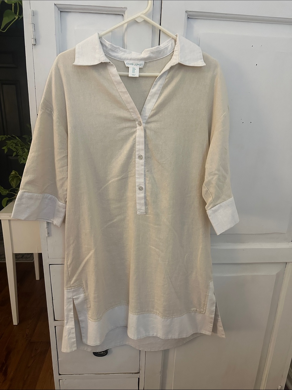 Cynthia Rowley Cream and White Linen-Blend women’s Tunic dress size medium
